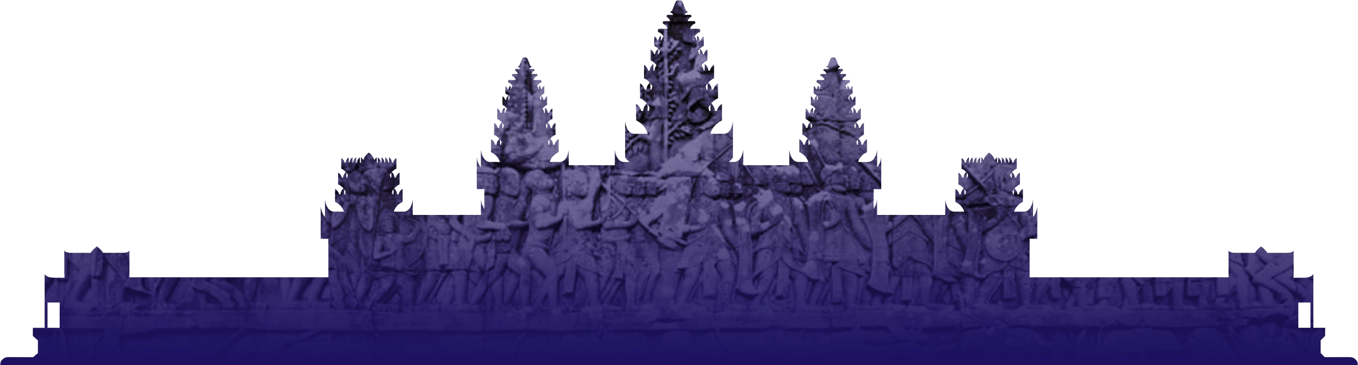 Angkor Watt silhouette with bass relief texture